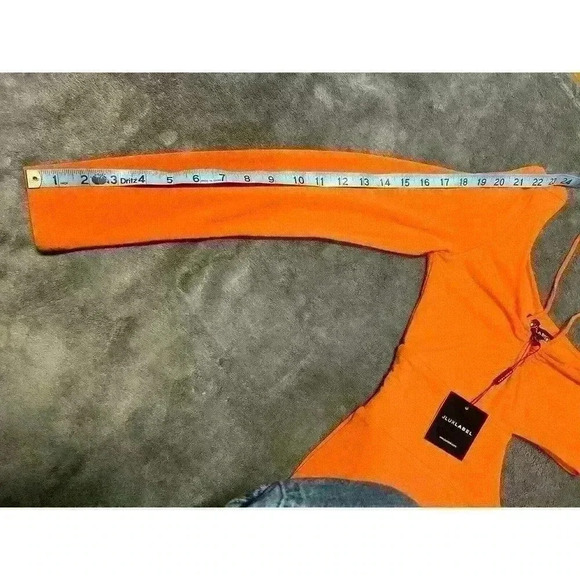 NWT J Lux Label Orange Midi Dress Women’s Size Small Cut Out Long Sleeve - Picture 4 of 9